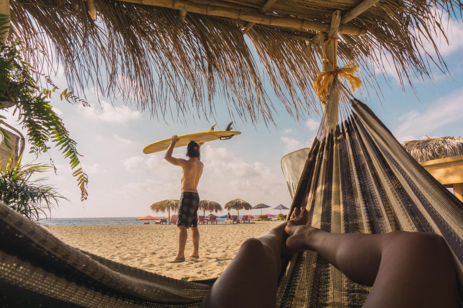 Chilling in a hammock on Hiriketiya Beach