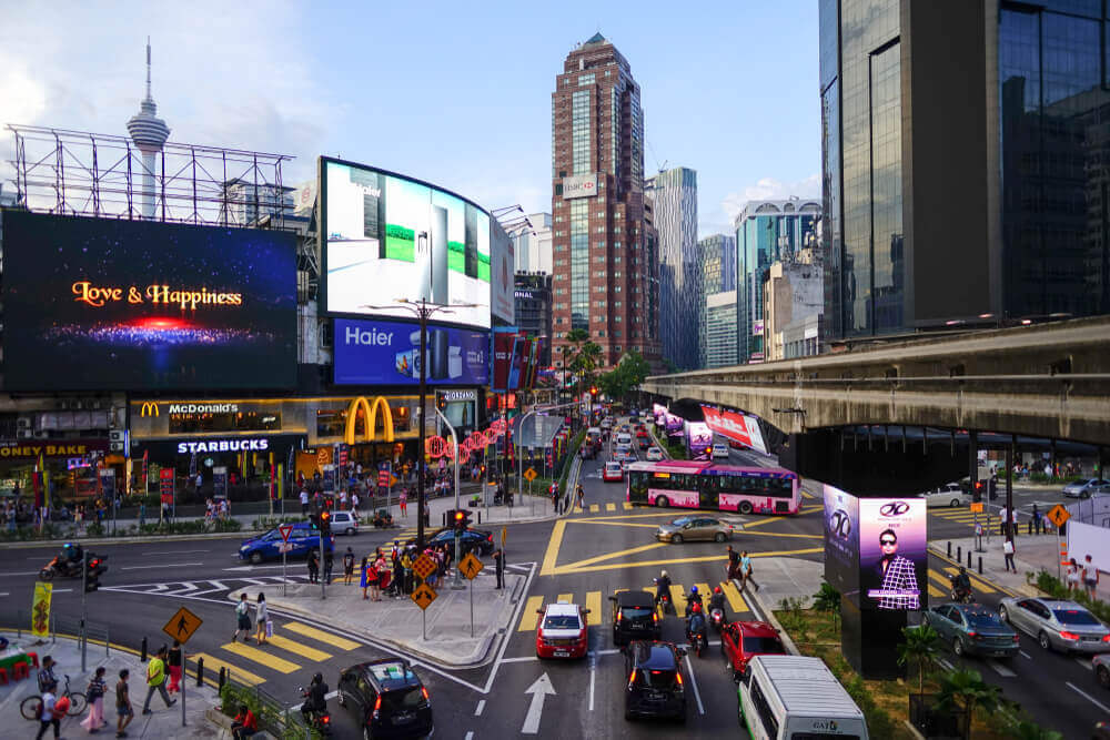 Bukit Bintang busy intersection streets, Kuala Lumpur