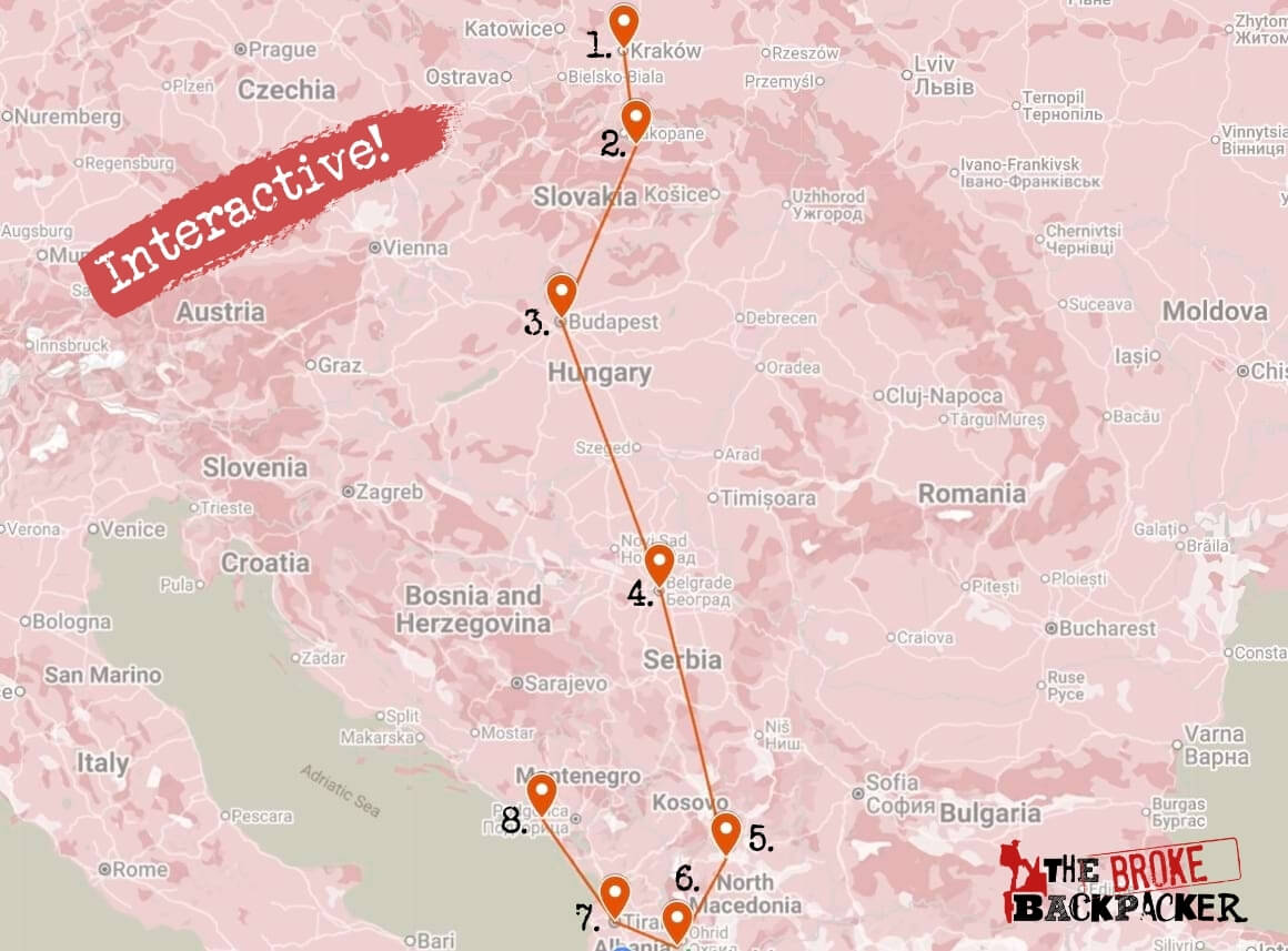 backpacking europe the brokebackpacker route map