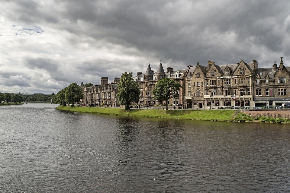 Photo of the Inverness waterfront on a gloomy overcast day