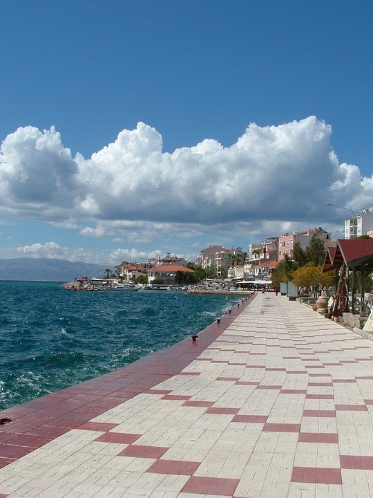 Cesme Sky Clouds Coast Outside Ocean Turkey Sea