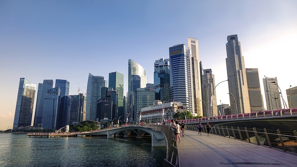 Skyline Singapore River Jubilee Bridge Singapore