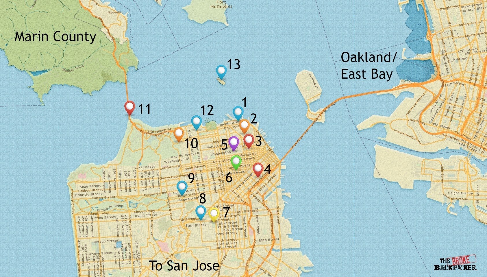 backpacking-san-francisco-3-day-itinerary-map