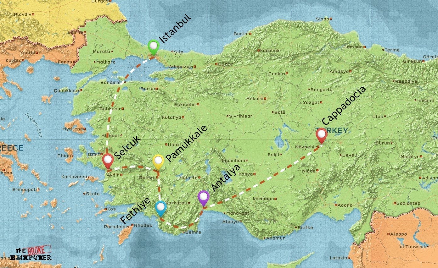 backpacking-turkey-itinerary-map-2-weeks