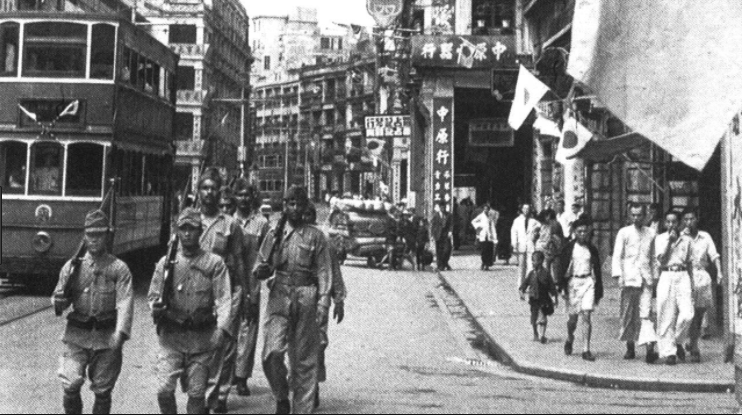 Japanese soldiers in Taiwan circa early 1900s in a historical photo.