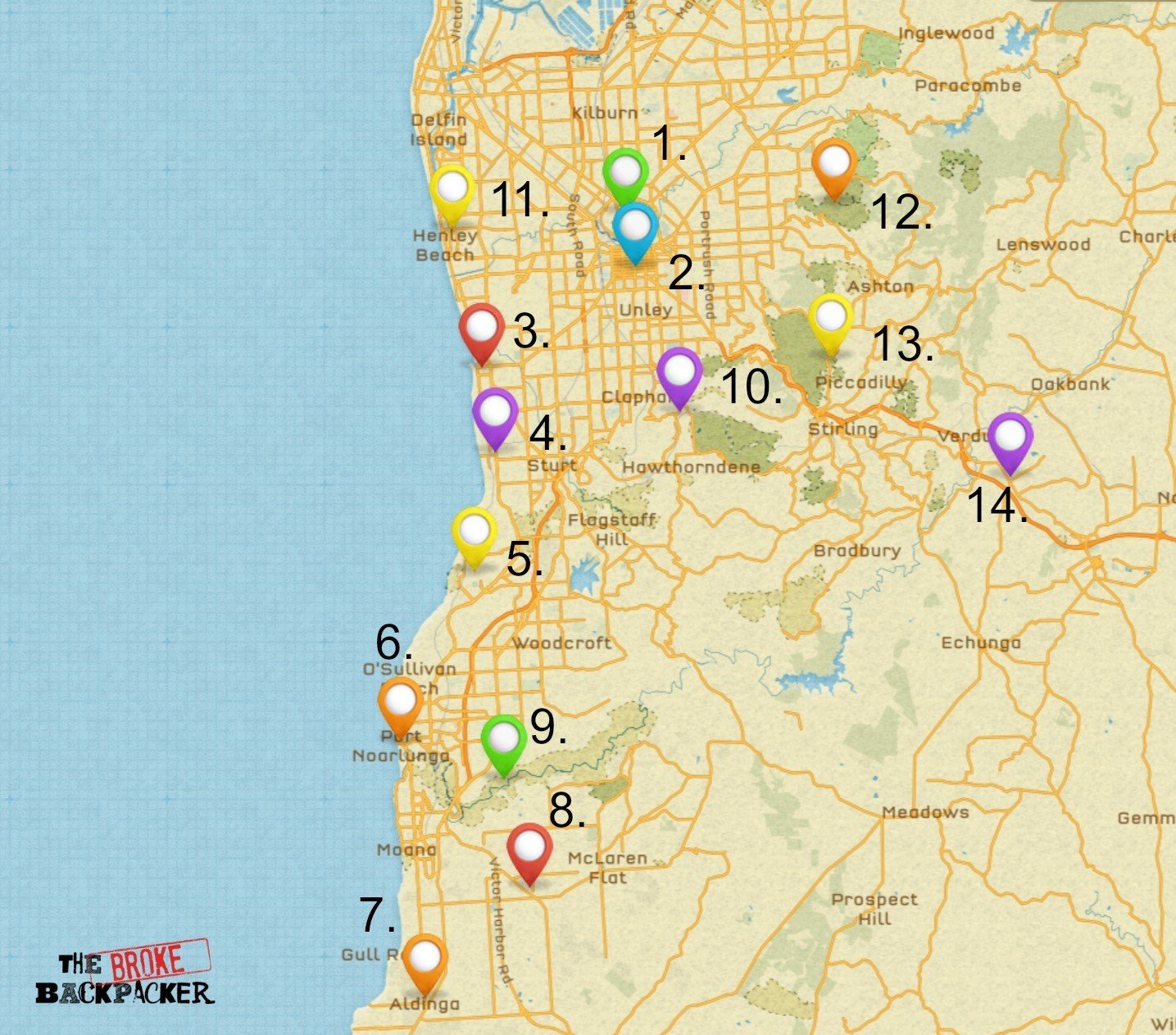 backpacking adelaide 3 day itinerary map