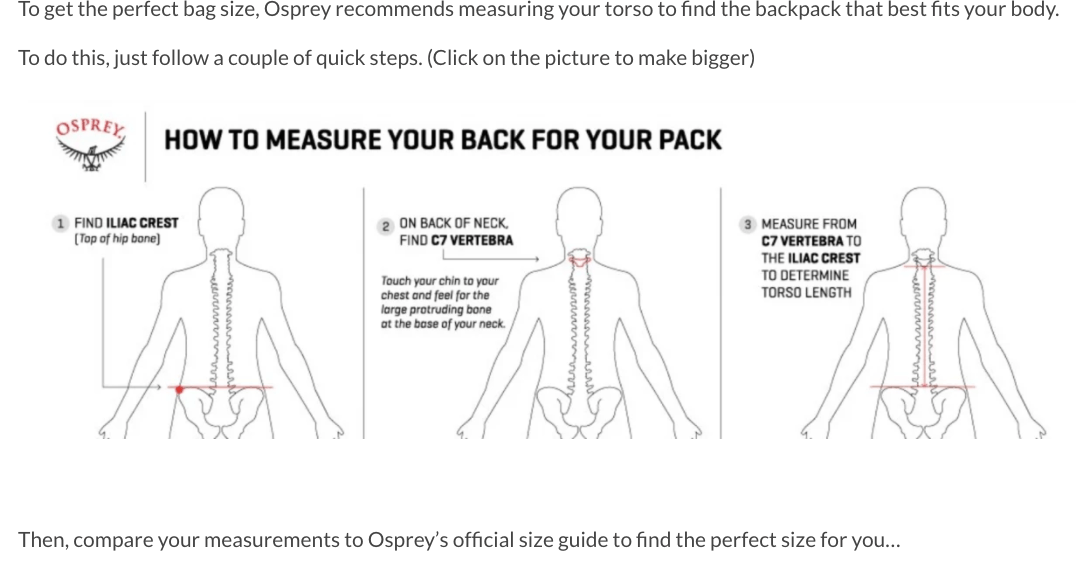 measure your back for your pack