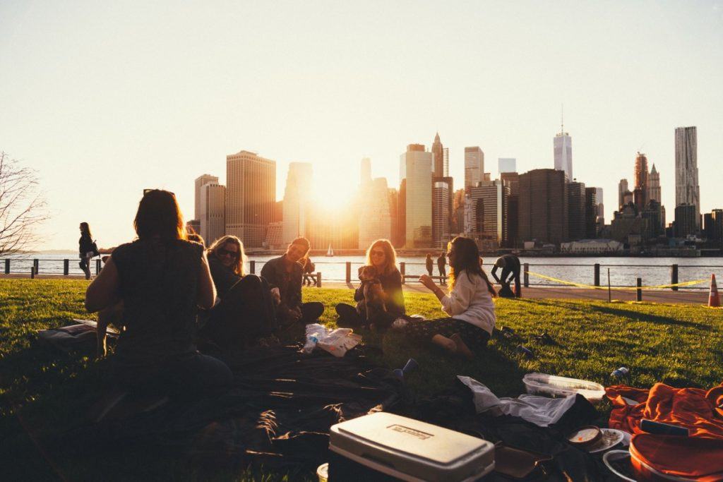 A group of friends hanging out together in oceania