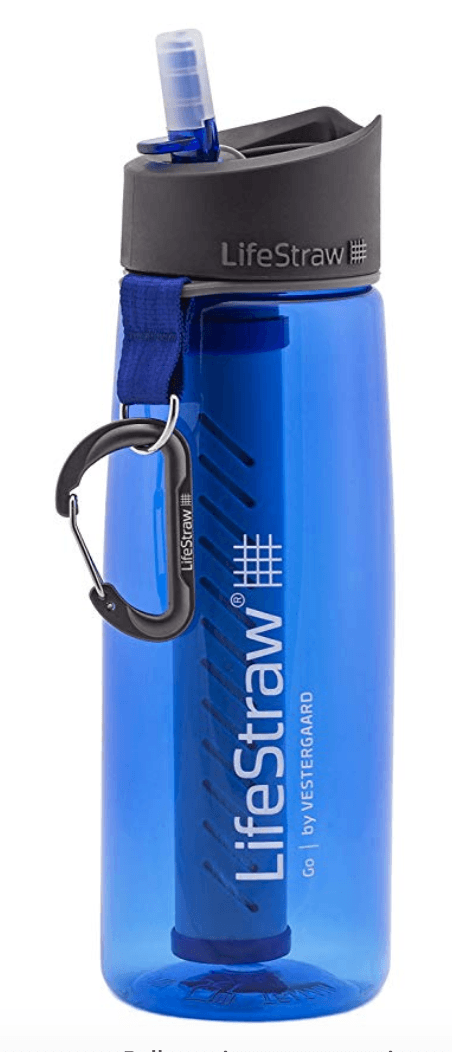 Uzima - Z-Source Filtered Water Bottle for Hiking, Backpacking, Camping, and Travel. Large 32oz Capacity with Double-Walled Stainless Steel Exterior.