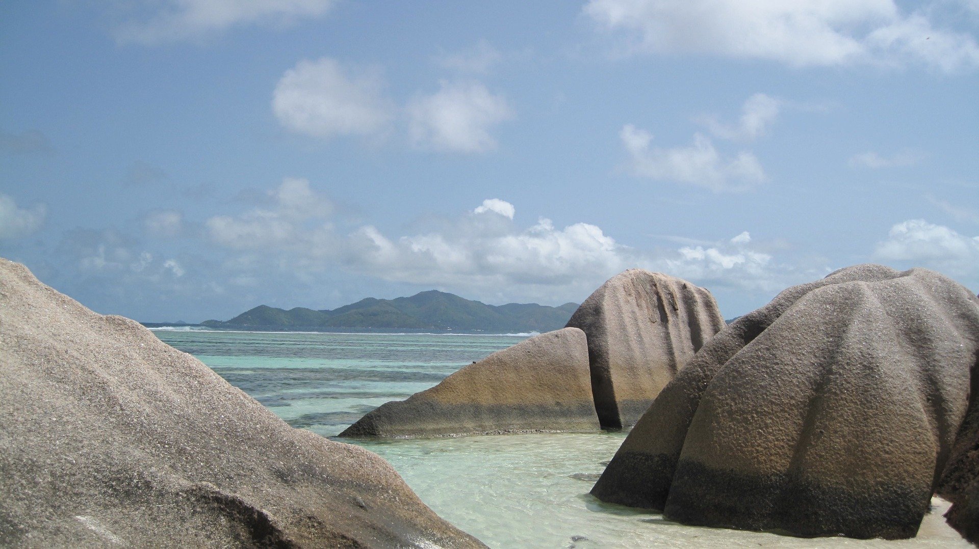 Alluring rocks and pools of water seen in La Digue while staying in Seychelles