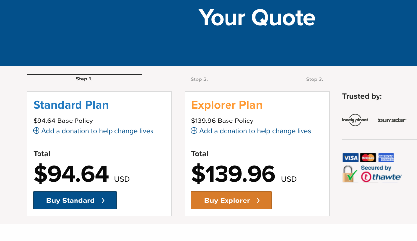 best travel insurance A hypothetical quote of a backpacker's travel insurance policy with World Nomads