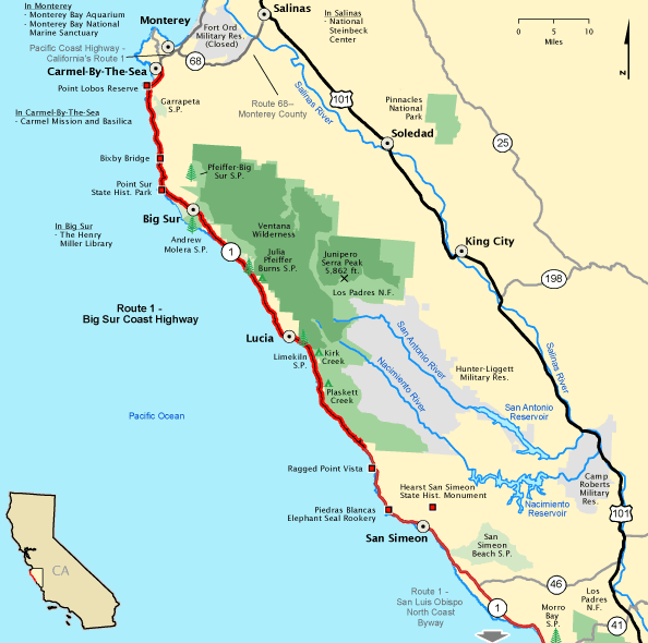 Map of big Big Sur