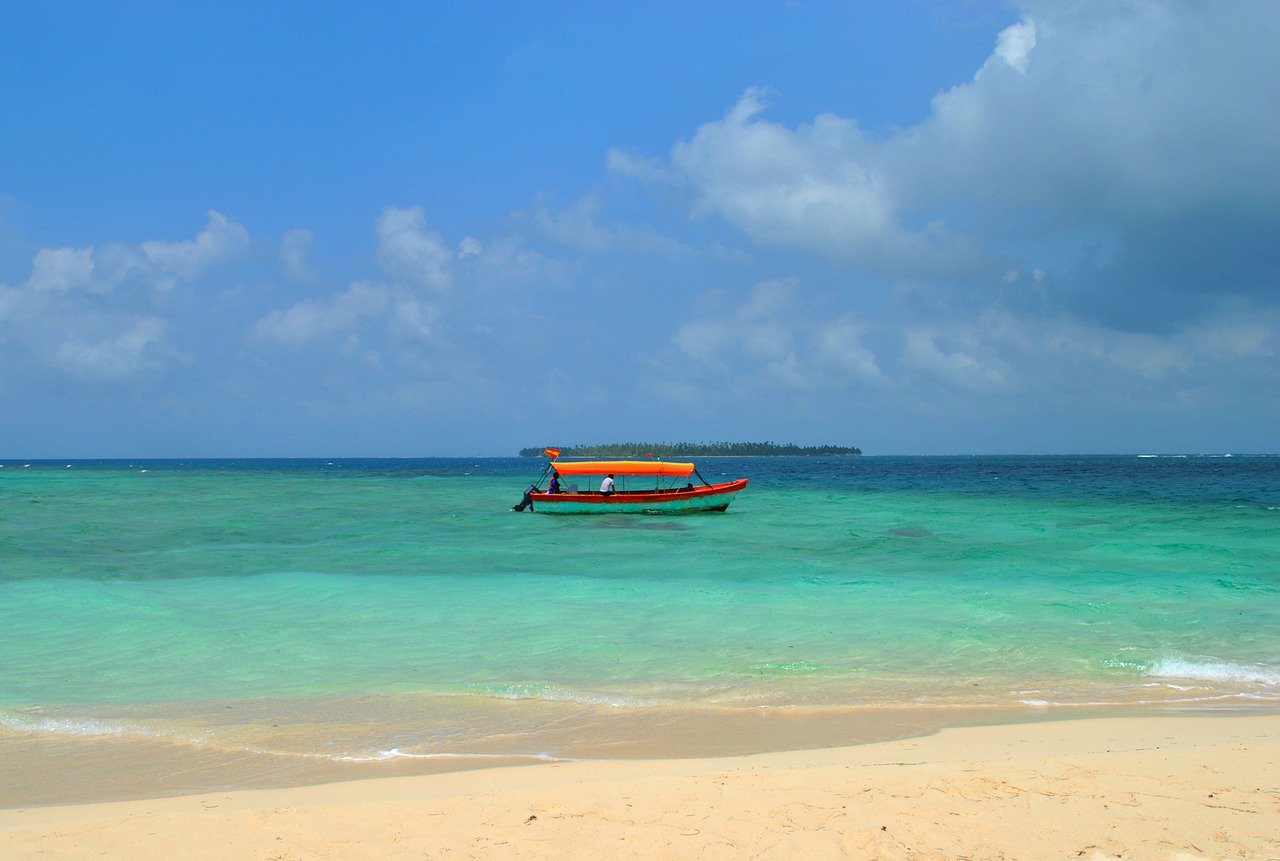 panama boat and beach in sea