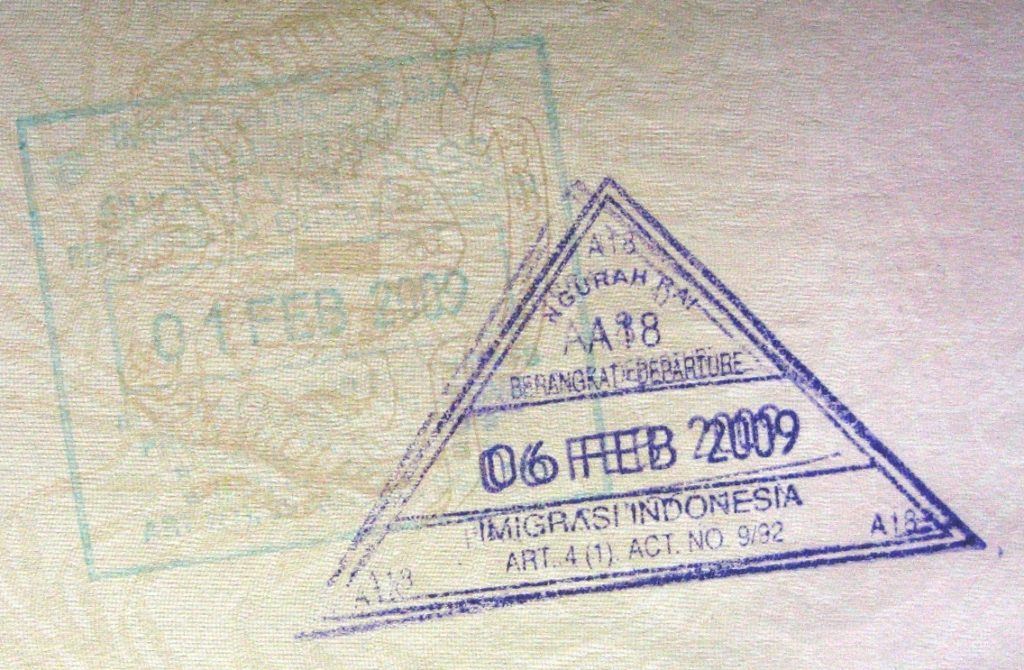 indonesia entry stamp backpacking bali