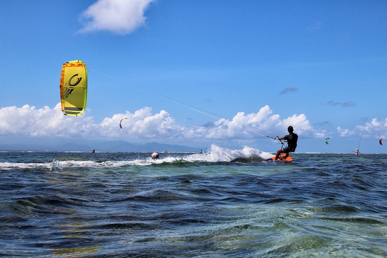 Kitesurfing at Le Morne, Mauritius