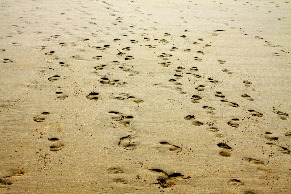 Footprints of someone walking a Sunshine Coast beach