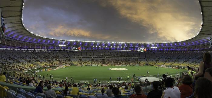 View to the sky from inside the Macarana football stadium where to stay in Rio de Janeiro 