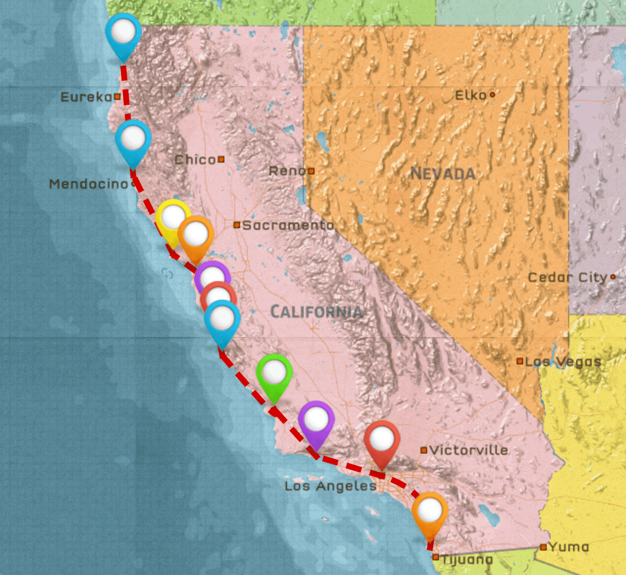 California Coast Itinerary