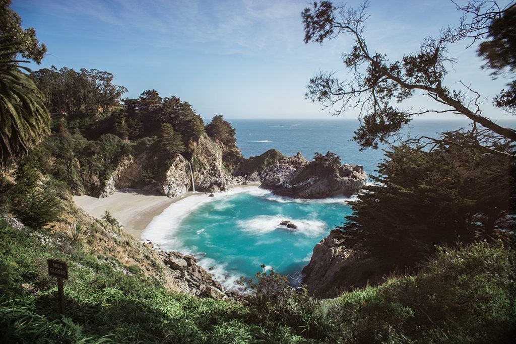 mcway falls viewpoint in day big sur california coast