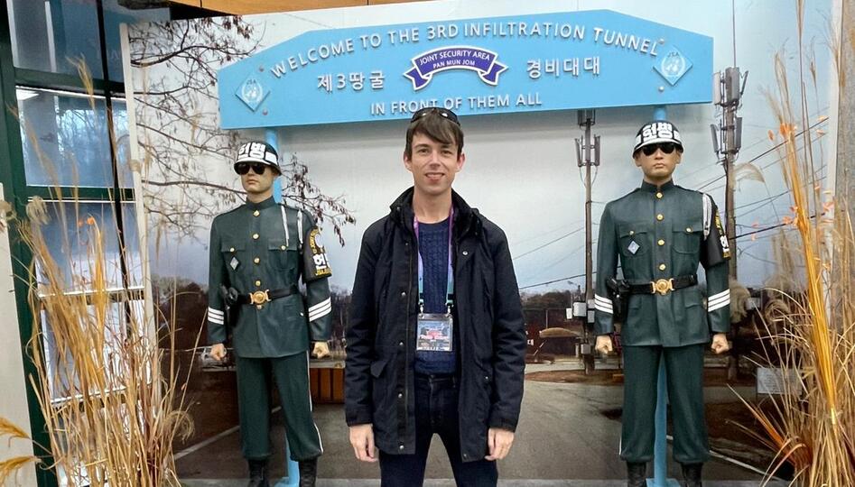 Alex visits the DMZ during his time living in South Korea.