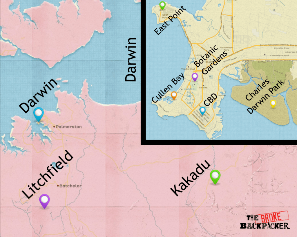 map of darwin 3 day itinerary