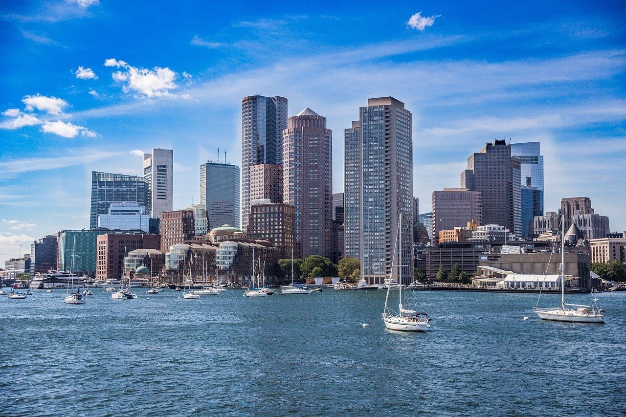 boston skyline from the bay new england road trip