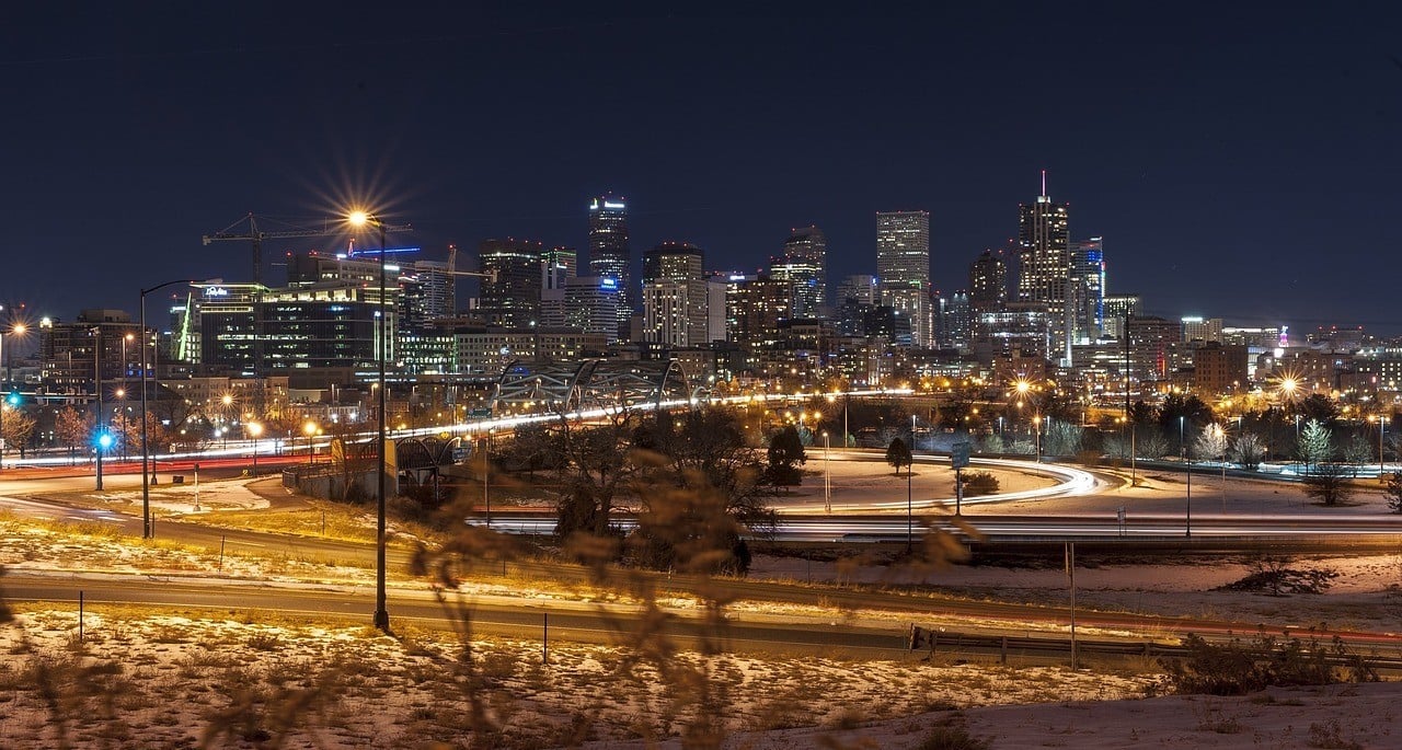 denver skyline night long exposure