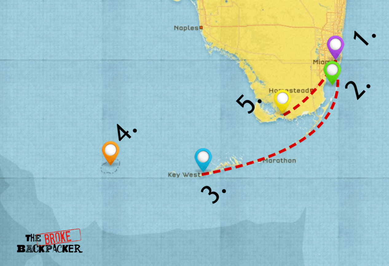 florida road trip map itinerary 4 days