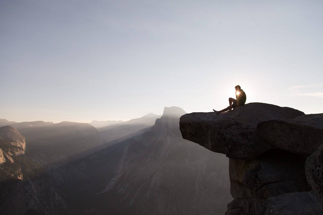 hanging out on half dome yosemite california