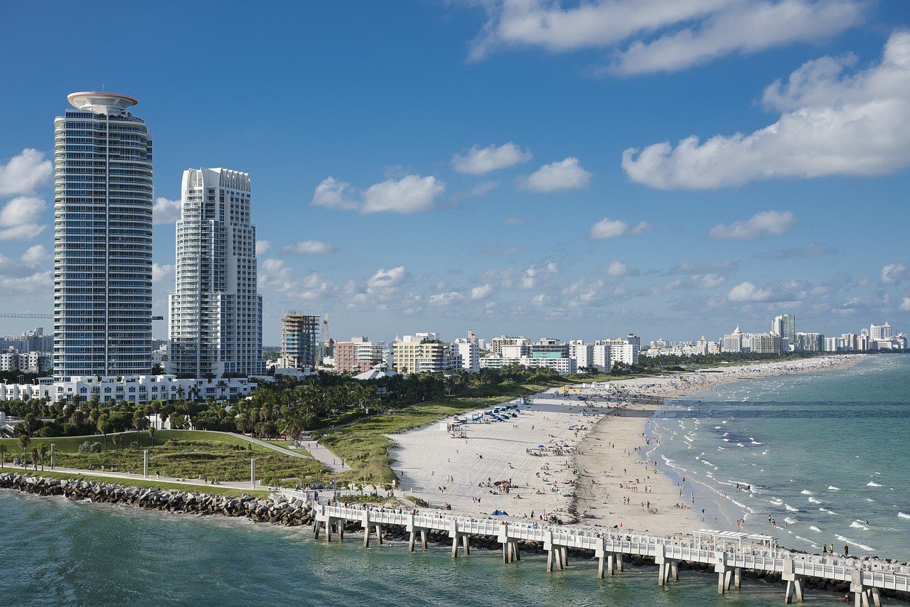 miami skyline and beach florida road trip