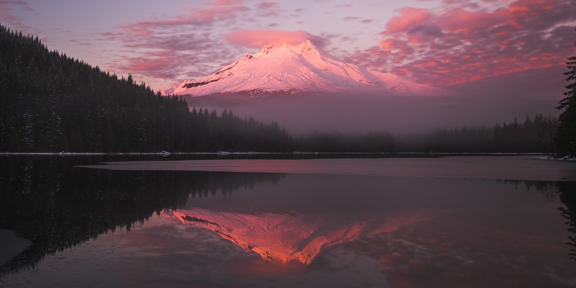 mt hood pink sunset trillium lake snow roaming ralph photography