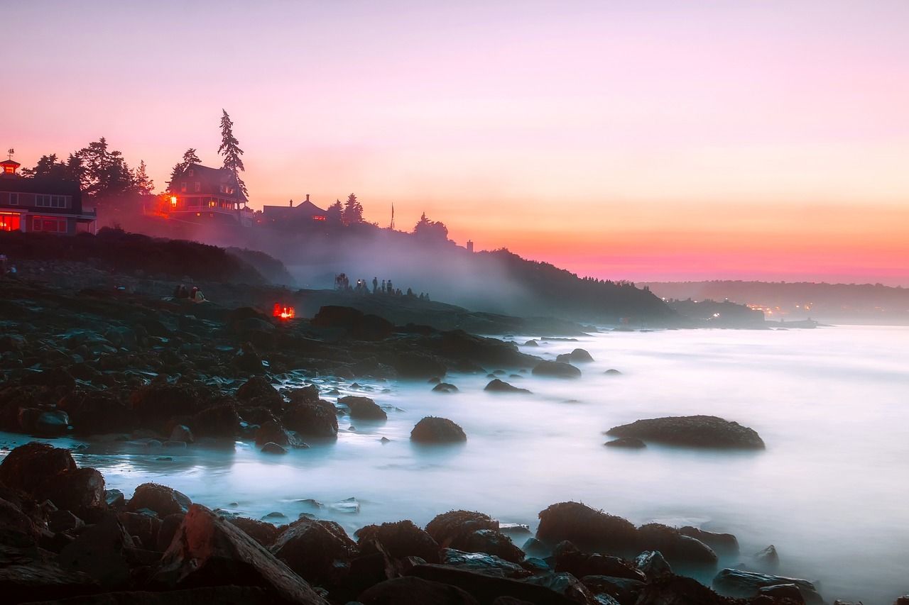 maine coastline at dawn rocky and rugged