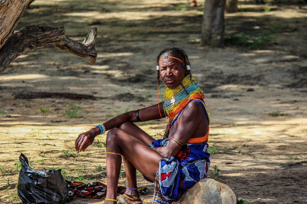 woman wearing traditional jewelry mozambique