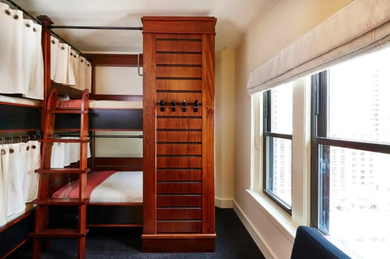 1 of 4 bunk beds in a shared bedroom