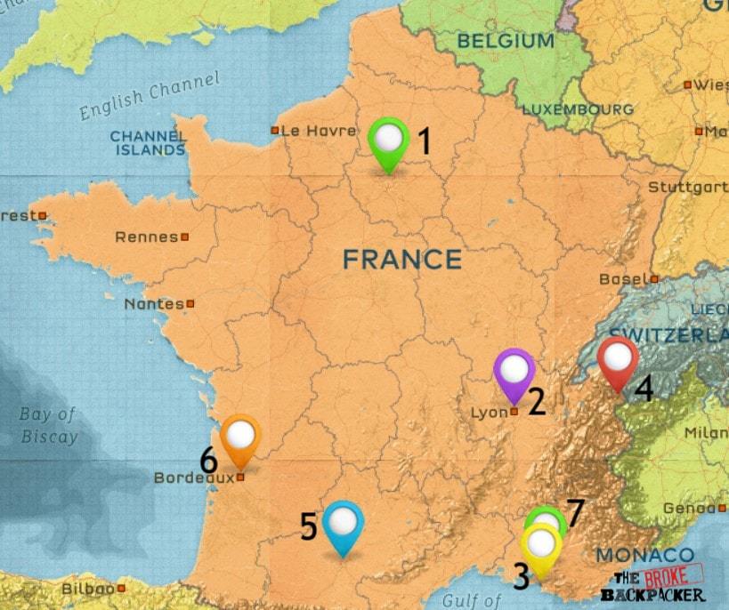 Map of Where to Stay in France