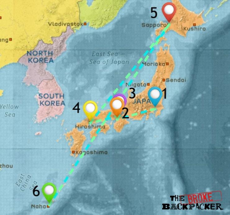 Map of Where to Stay in Japan