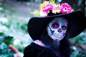 An English teacher dressed up for the Day of the Dead festival in Mexico