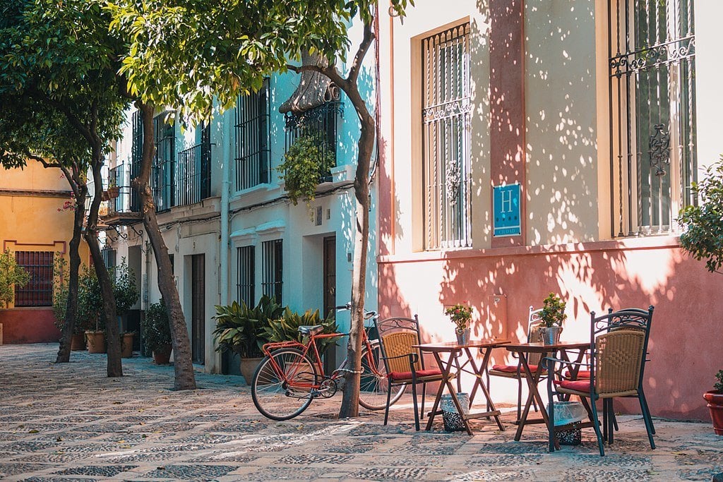 Colourful buildings in the Santa Cruz Neighborhood, Seville