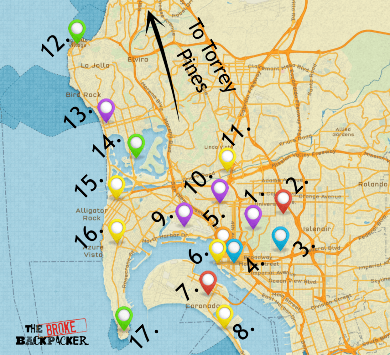 map of san diego itinerary