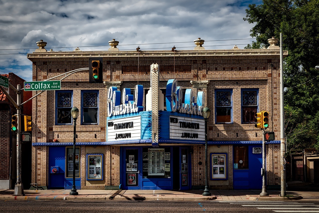 Old cinema made out of bricks in Uptown Denver