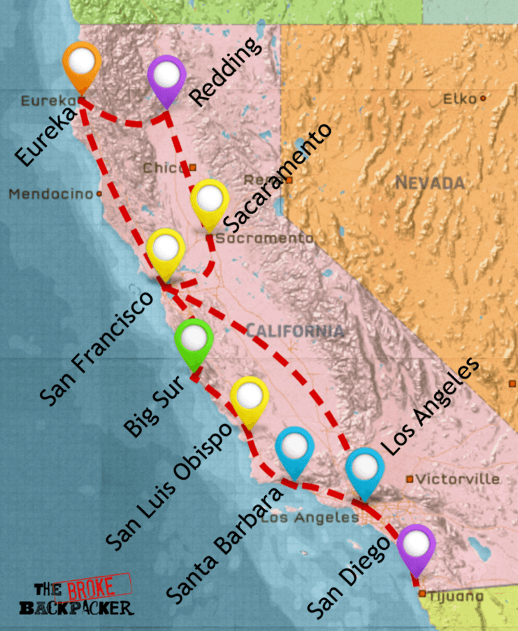 California road trip itinerary 14 days