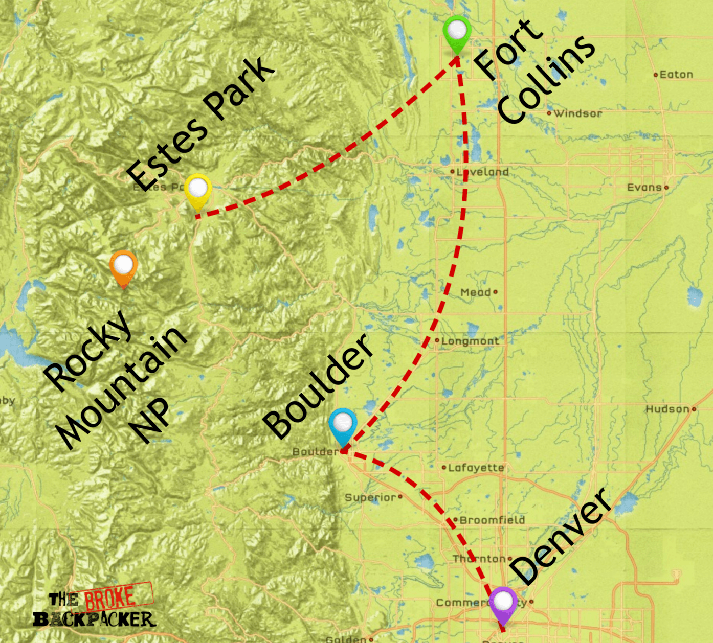 colorado itinerary map 
