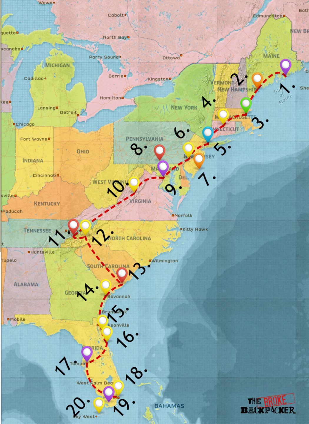 east coast to west coast road trip routes