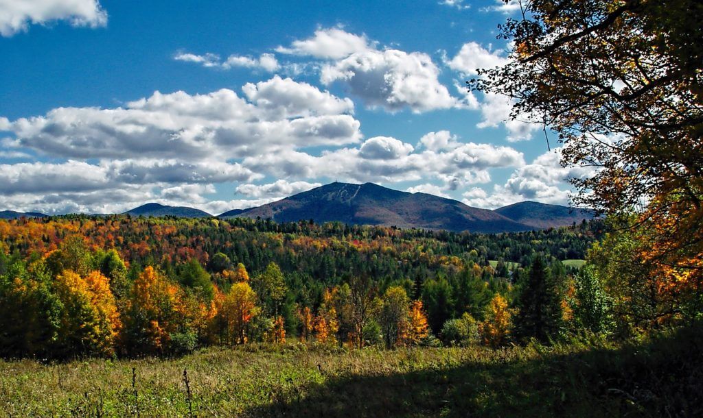 campground new england with fall folaige and mountains