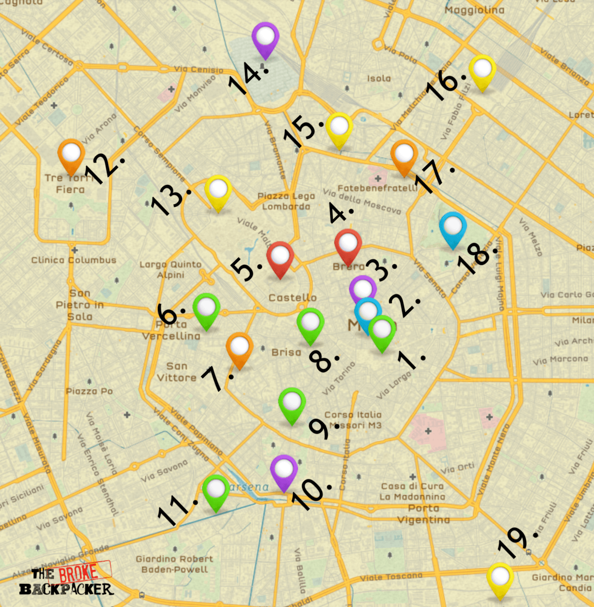 map of milan itinerary