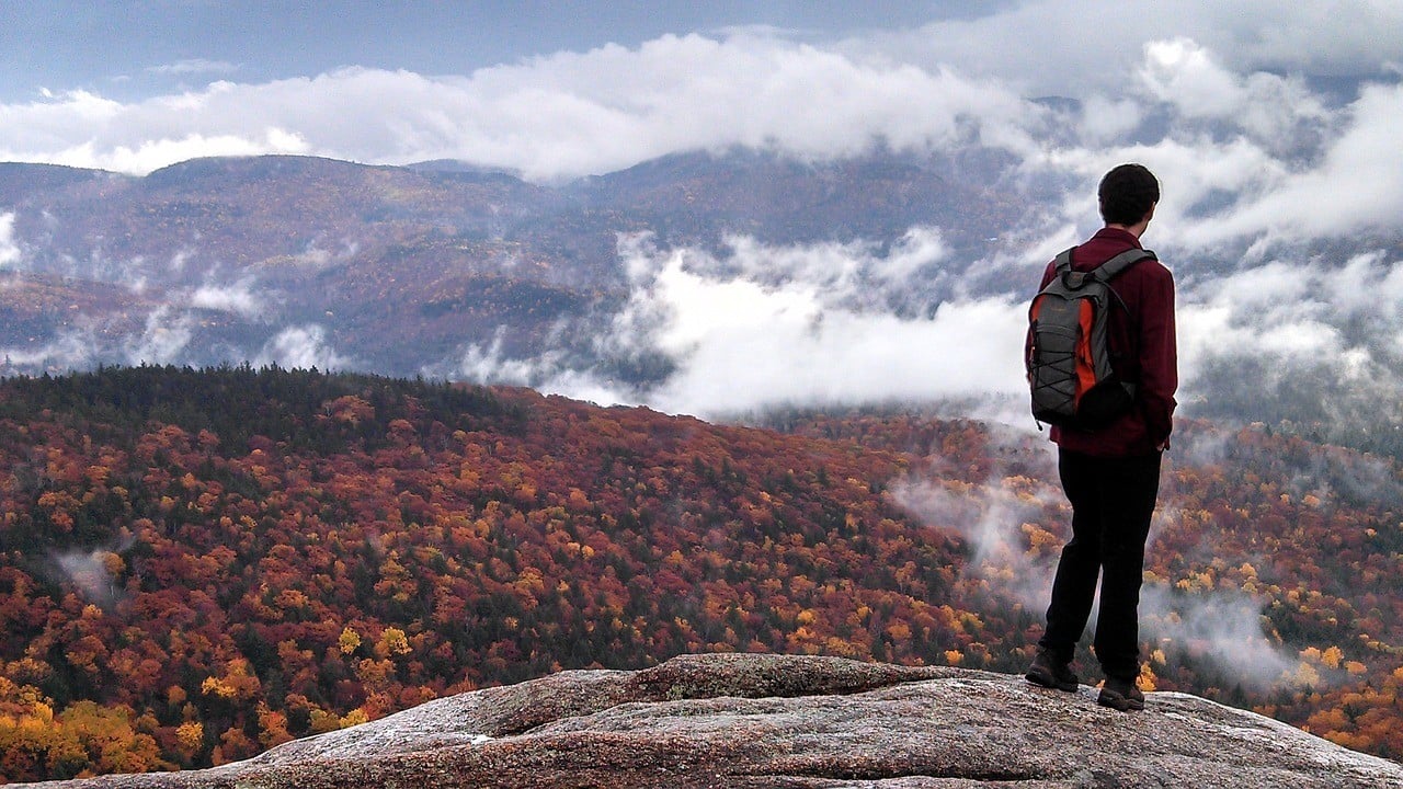 Hiking in New England in autumn