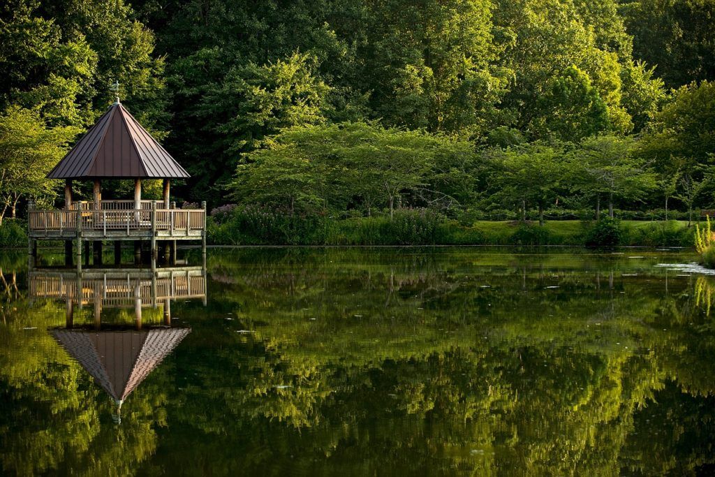 virginia serene lake with gazeebo