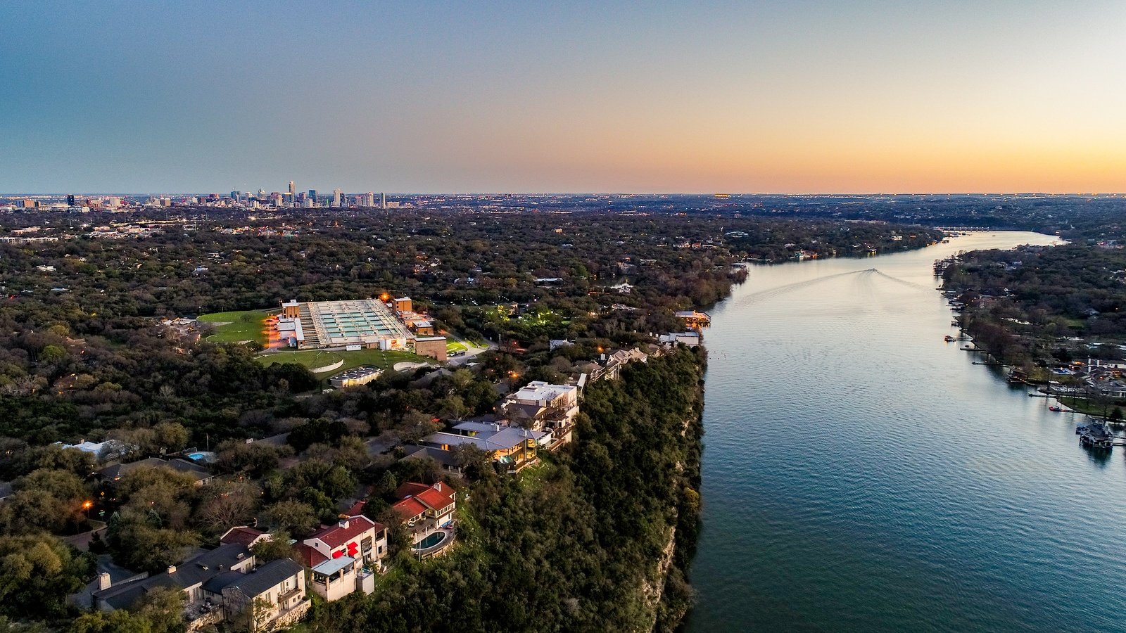 mt bonnell austin texas sunset