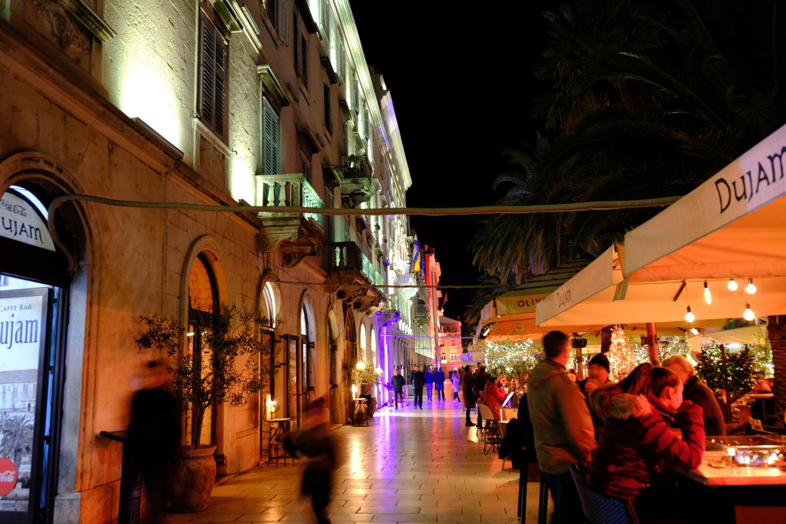 Nightime on the River in Split, croatia