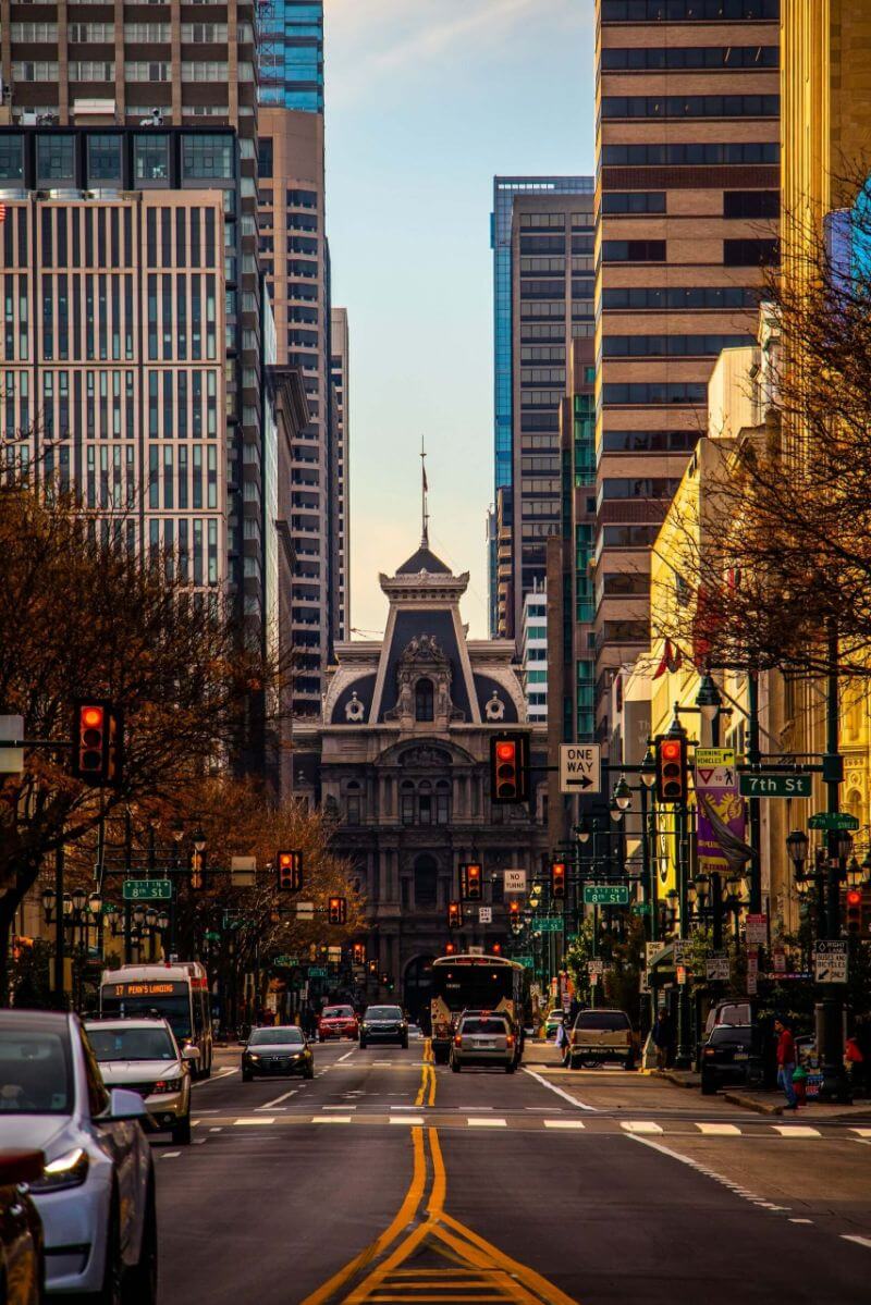 old philadelphia street during a fall philadelphia trip